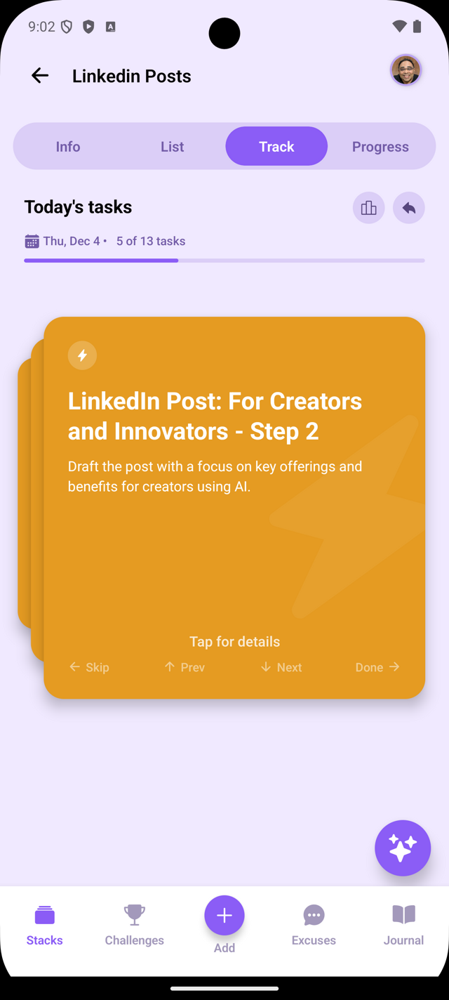 StackNTrack Track View